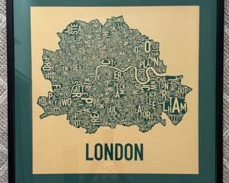 Framed London Neighborhoods Map.
