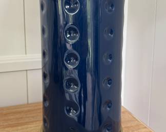 Pair of Blue Table Lamps on Brass Bases. Photo 2 of 2.