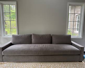 Custom Sofa by Prairie Home Design Upholstered in Mole-Skin Colored Cotton High Performance Fabric. Measures 120" x 41" D. Photo 1 of 3.