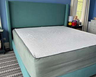 Queen Size Upholstered Bed Frame & Mattress. Photo 1 of 3.