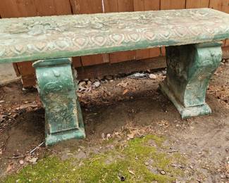 vintage cement garden bench