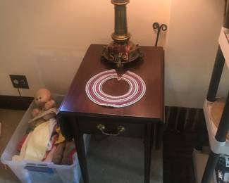 Drop down sides with drawer and a Stiffel lamp!