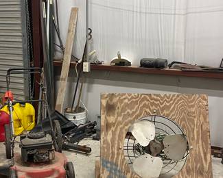 SHOP FAN, LAWN MOWER