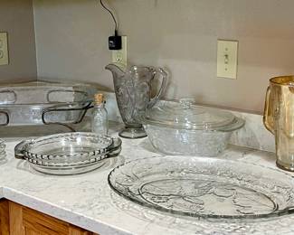 SERVING PLATTERS, GLASSWARE