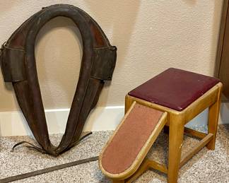 VINTAGE SHOE SHINE STAND, OLD MULE COLLAR