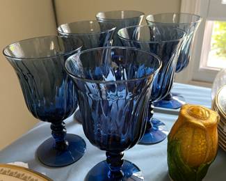 Gorham blue stemware