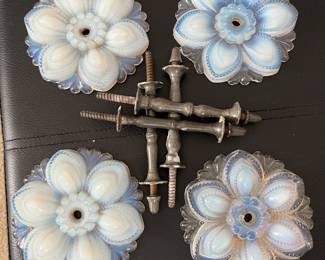 Antique opalescent curtain tieback plates