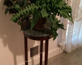 Plant Stand Wood Base Stone Top