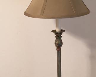 Table Stick Lamp Gold Base Beige Shade