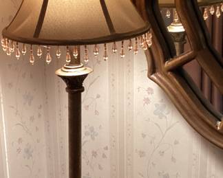 Table Lamp Stick with Gold Base and Shag Shade