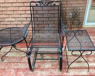 Wrought Iron chair and 2 tables