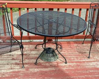 Wrought Iron Round Table and 2 Chairs