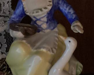 Figurine Girl in Blue with Goose