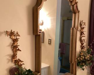 Mirror Gold Frame and Sconces