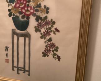 Painting Potted Plant on Plant Stand