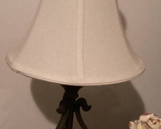 Table Lamp Black Base Beige Shade
