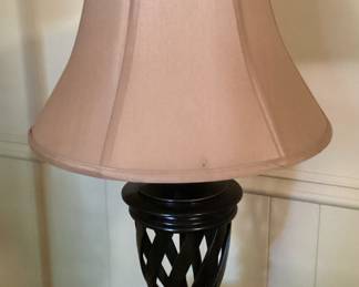 Table Lamp Open Weave Base Ivory Shade