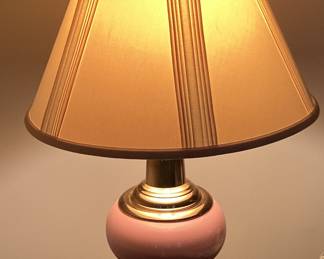 Table Lamp Ivory Shade Pink Base