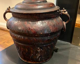 Antique Style Lidded Tin Pot