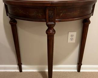 Ethan Allen Half-Moon Console Table with Floral Accents