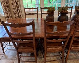 Solid Wood Dining Table with Ten Chairs
