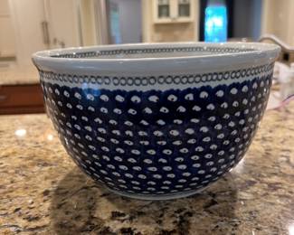 Blue Polish Pottery Mixing Bowl