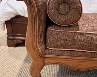 Ethan Allen sleigh-armed decorative cushioned bench