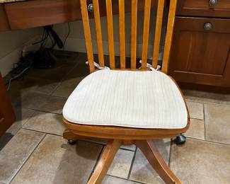 Pottery Barn wood swivel office chair