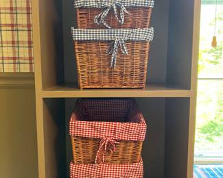 Assorted wicker baskets with cloth lining