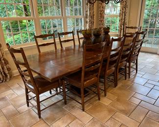 Solid Wood Dining Table with Ten Chairs