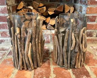Driftwood Wrapped Glass Candle Holder