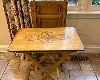 Vintage Folding Tea Table with Decorative Painting