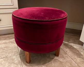 Ethan Allen Red Velvet Ottoman Footstool