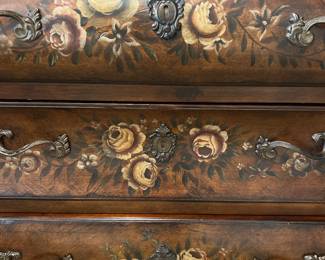 Ethan Allen Ornate Hand-Painted Wooden Chest of Drawers