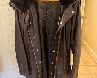 Rudsak Leather Coat with Faux Fur Collar