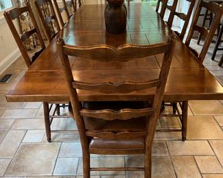 Solid Wood Dining Table with Ten Chairs