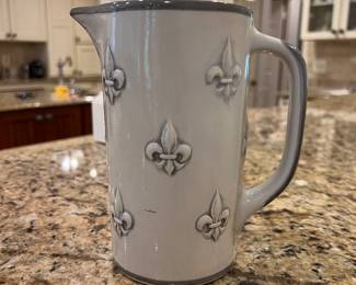 Ceramic Stoneware Fleur-de-Lis Pitcher