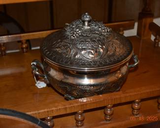 Ornate Silver-plate bowl with lid