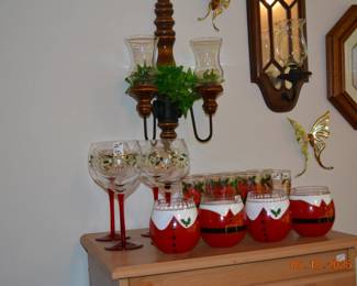Painted Christmas glassware