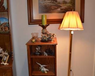 Brass floor lamp
Framed Windberg print
Collectible bird figurines