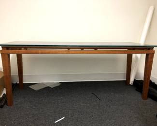 solid maple wood side table 36''X 72'' glass table