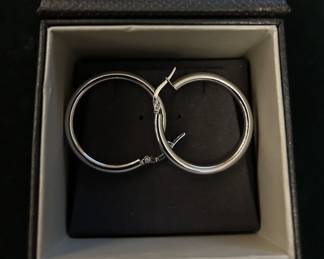 Shane Co. White gold medium hoops, brand new