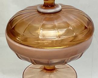 FENTON GRECIAN GOLD LIDDED CANDY DISH