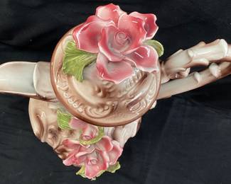 VTG. CAPO-DI-MONTE FLORAL PITCHER, 19’’H
