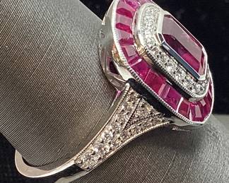 PLATINUM RUBY & DIAMOND RING, SIZE 7, 3.01cts RUBIES, 0.33cts DIAMONDS, 6.7g TOTAL WEIGHT, GGA APPRAISAL $12,940.00