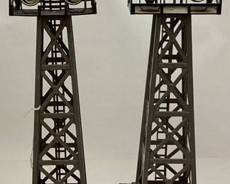(2) MARX MODEL TRAIN SPOT LIGHT TOWERS, 12’’H