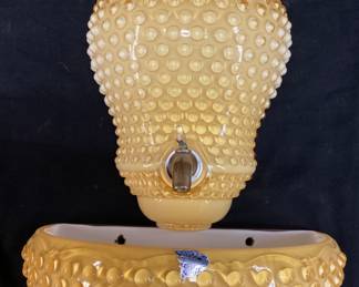 VTG. FENTON HONEY AMBER HOBNAIL LAVABO, 3 PIECE