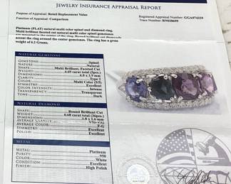 PLATINUM SPINEL & DIAMOND RING, SIZE 7, 4.69cts SPINELS, 0.68cts DIAMONDS, 6.2g TOTAL WEIGHT, GGA APPRAISAL $8,620.00