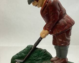 VTG. CAST IRON GOLFER DOOR STOP