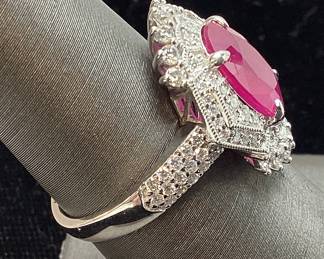 PLATINUM RUBY & DIAMOND RING, SIZE 7, RAREG.I.A. CERTIFIED BURMESE RUBY, 3.32ct RUBY, 0.82cts DIAMONDS, 7.5g TOTAL WEIGHT, AIGL APPRAISAL $18,710.00